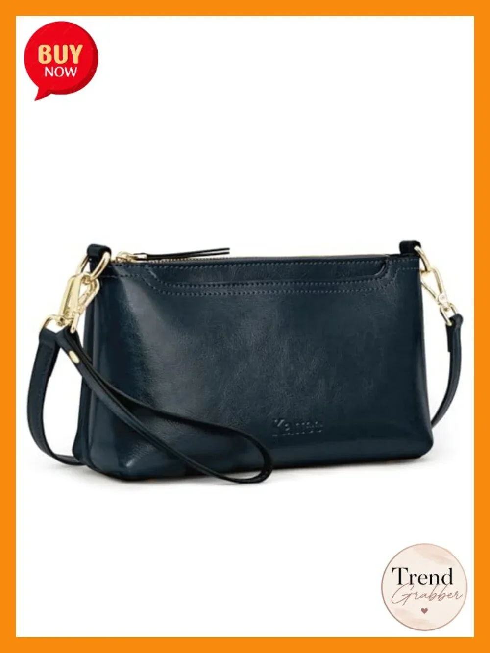 Genuine Leather Crossbody Bag with 2 Straps, Wristlet Wallet, Many Pockets